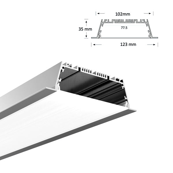 Ultra Wide Low Profile Recessed Extrusion, 101-R