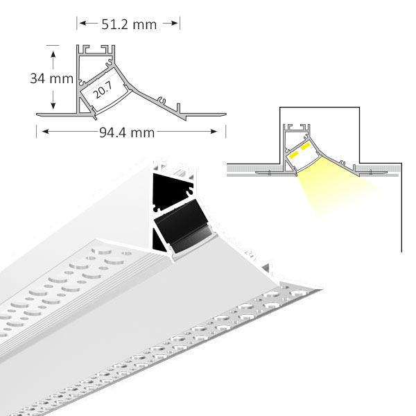 Cove Lighting Trimless Extrusion, TL015